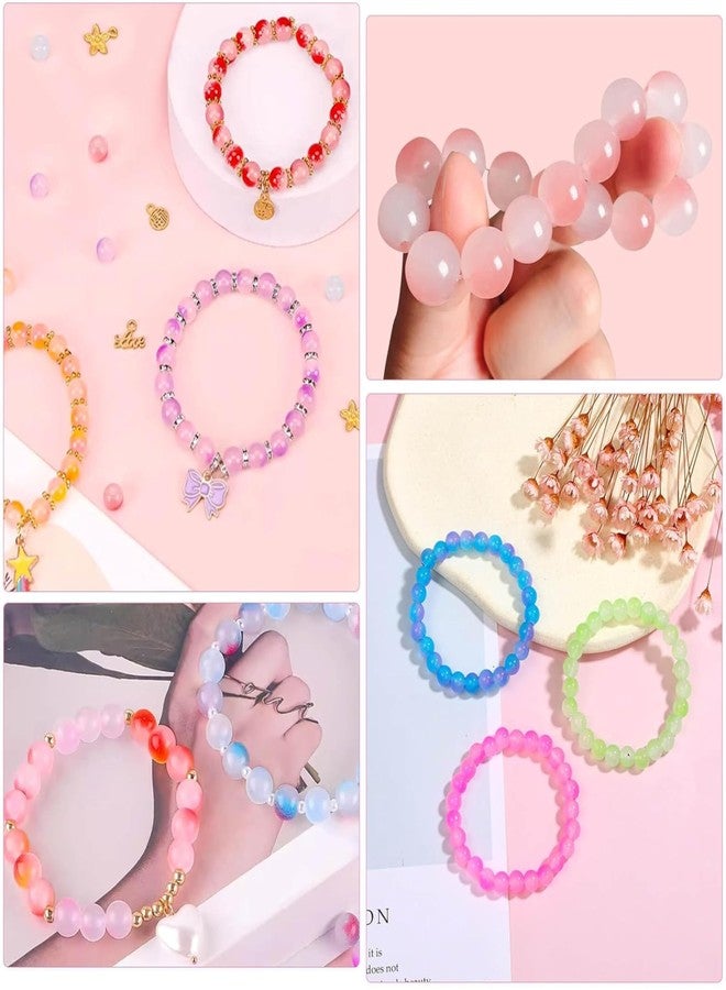 Tdas 400 Pieces 8 mm Round Glass Beads for Jewellery Making kit, 12 Colors Crystal Beads for Bracelets Pearl moti DIY Craft Charms Materials Set with one Crystal Strings roll (8 MM Multicolors) - Image 3
